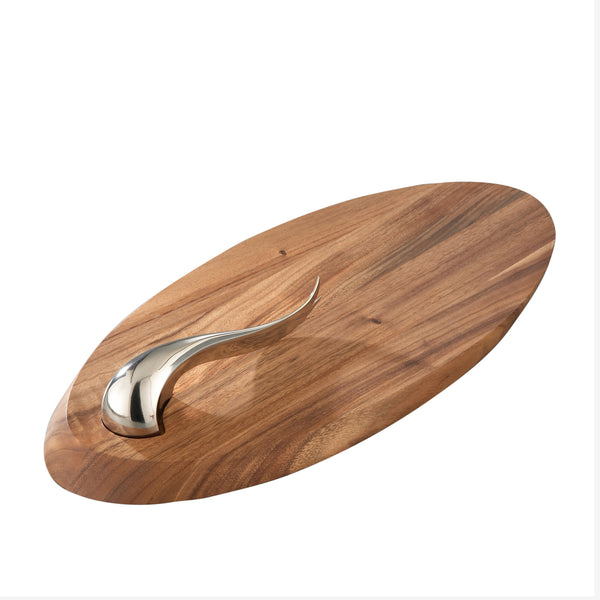 Nambe Swoop Cheese Board W/ Knife