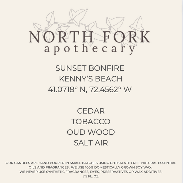 North Fork Apothecary Luxury Candles -Sunset Bonfire at Kenny’s Beach