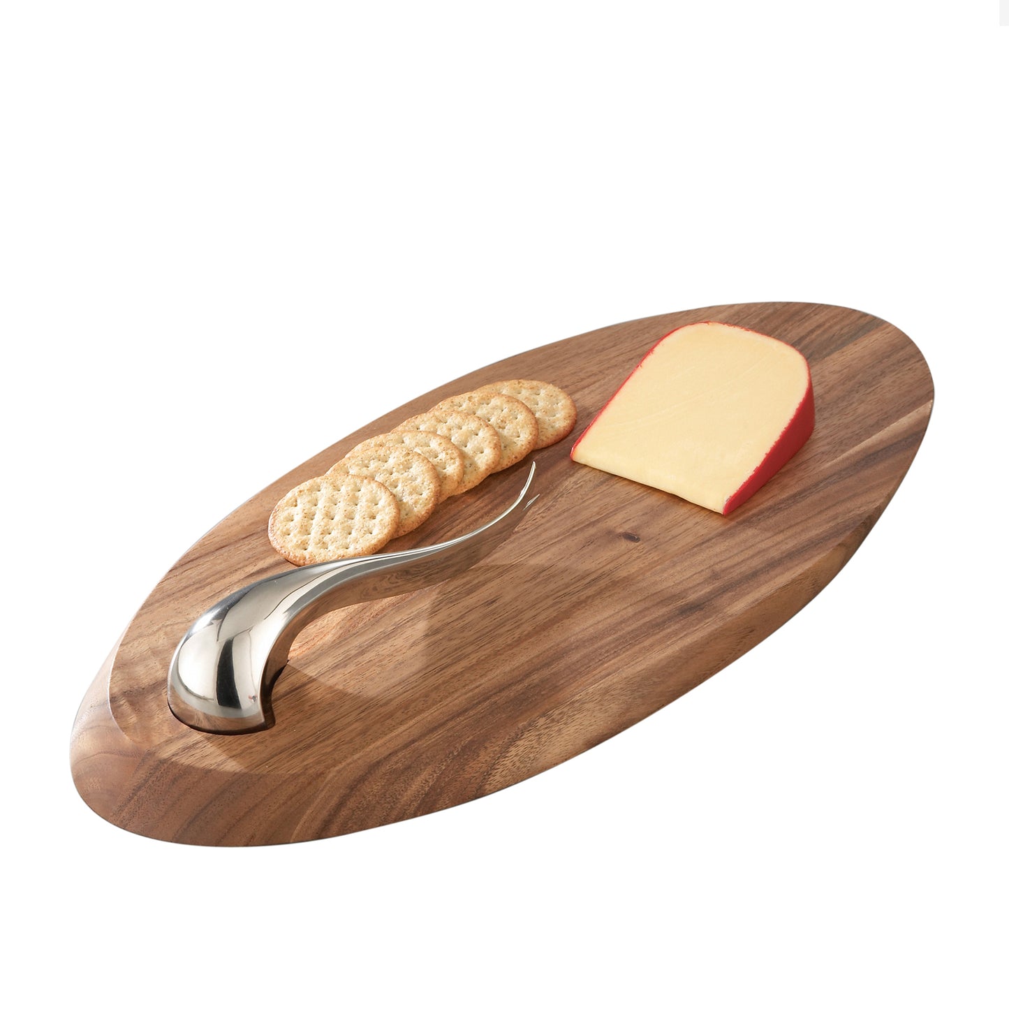 Nambe Swoop Cheese Board W/ Knife