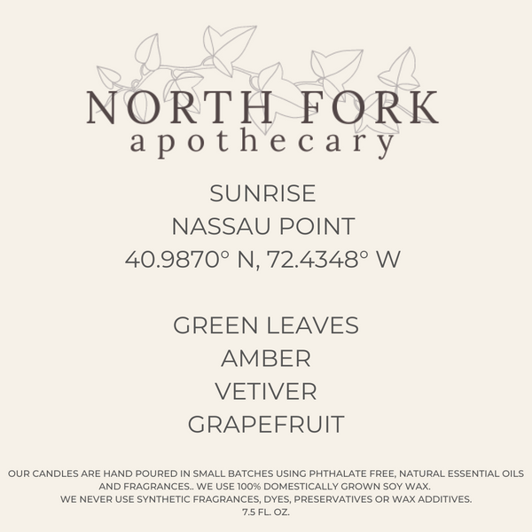 North Fork Apothecary Luxury Candles -Sunrise on Nassau Point